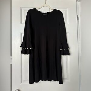 Zara black knit dress, size L, bell sleeves with pearl details
NWT
